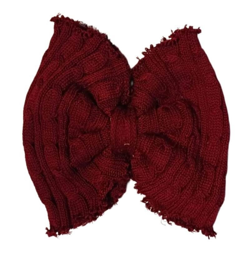 Maroon Sweater Bow On Clip **Distressed Edges