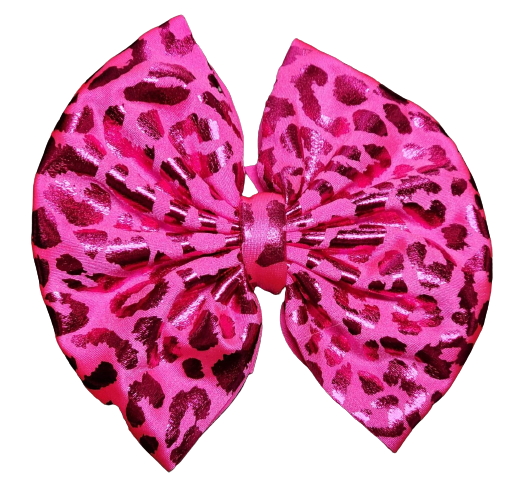 Pink Metallic Leopard Bow On Clip